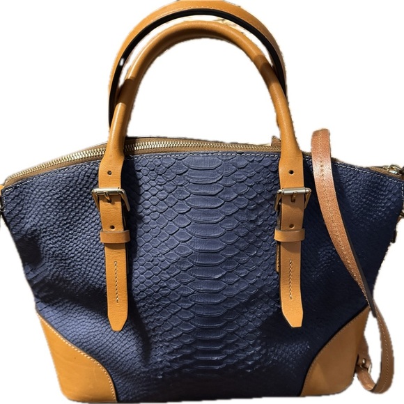 Dooney & Bourke Vintage Claremont Blue Python Domed Satchel - Picture 7 of 12